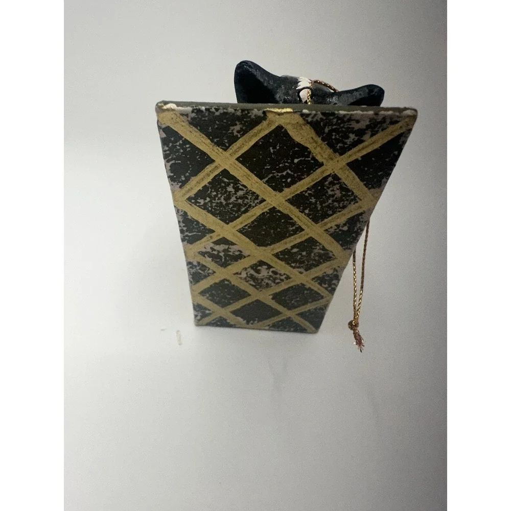 Black And White CAT In A Box Ornament